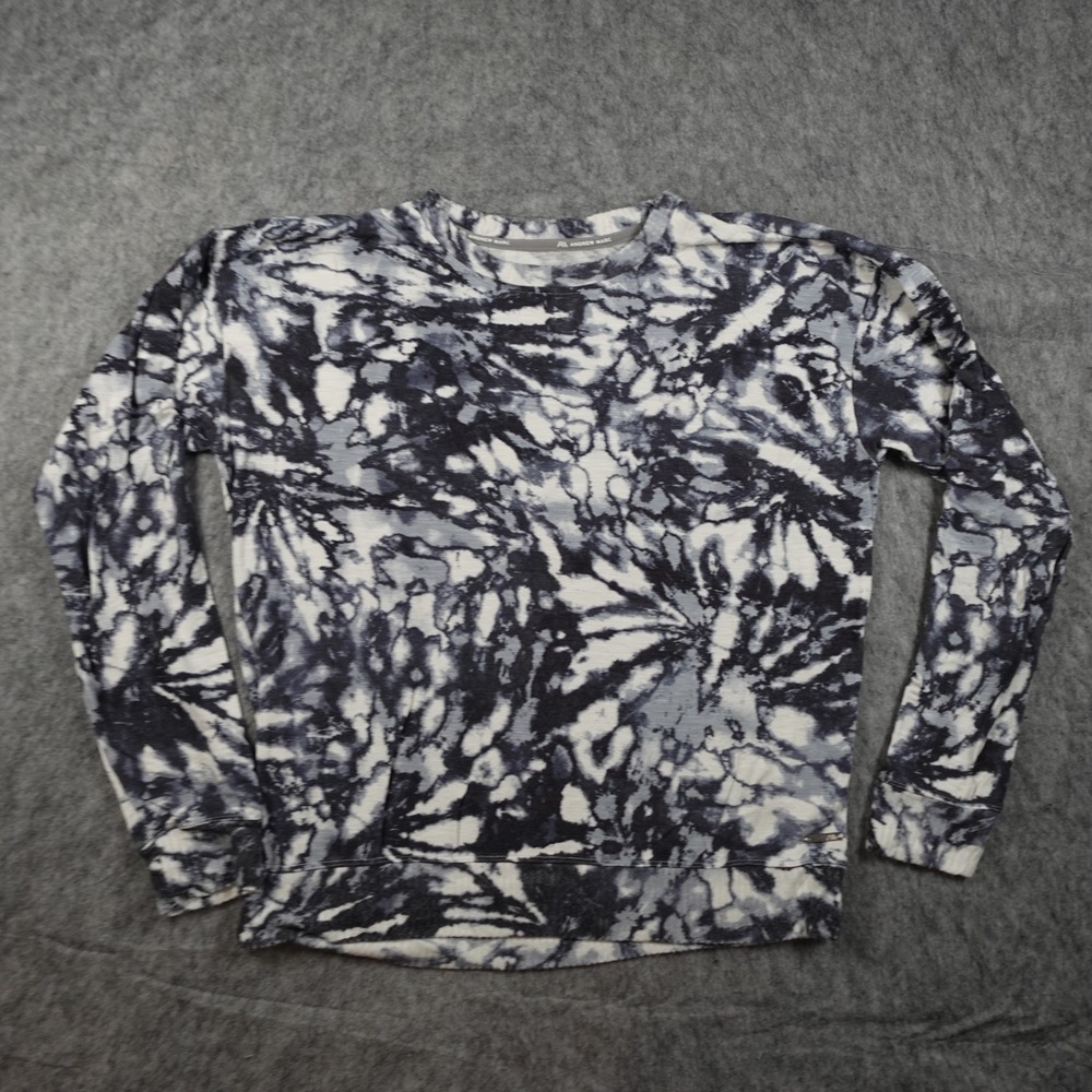 Andrew Marc Top Women Medium Blue Tie Dye Long Sleeve Crew Neck Blouse
